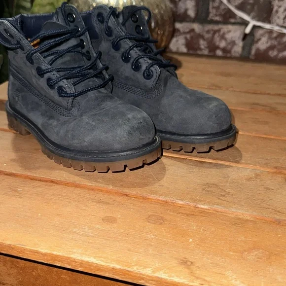 Timberland Boys Premium Combat Boots Black Leather Waterproof Size 10 - Picture 4 of 5